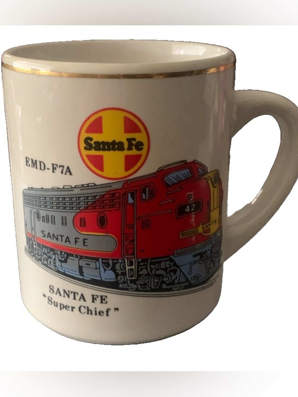 Vintage Santa Fe EMD-F7A Santa Fe Super Chief Mug Coffee Tea Gold Trim